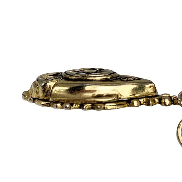 VINTAGE  RARE 1940s MCM Gold Tone Etched Boho Drop Earrings - Picture 5 of 9